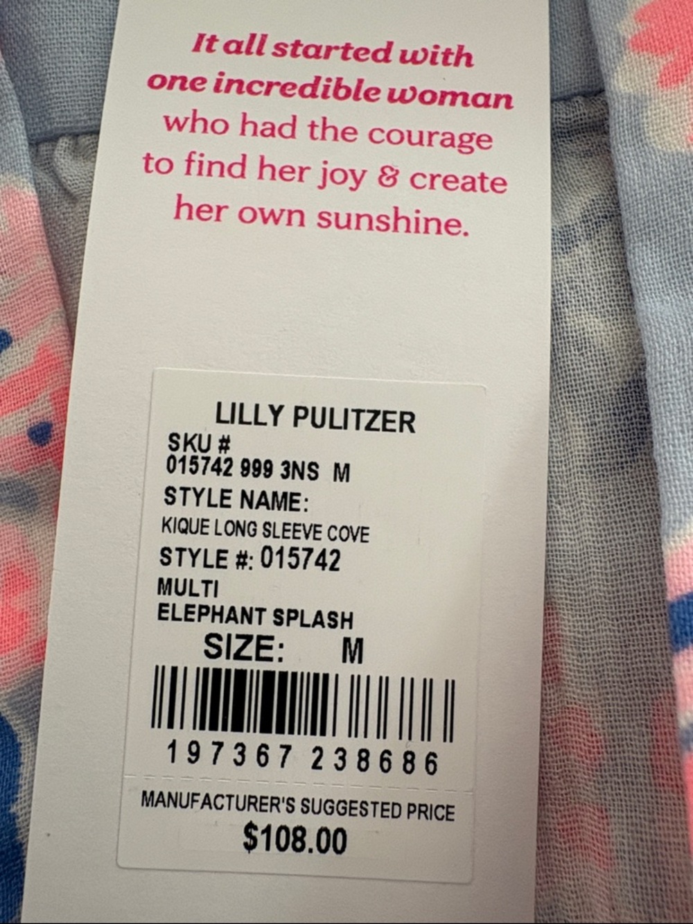 NWT Lilly Pulitzer Kique Long Sleeve CoverUp in Multi Elephant Splash - Picture 9 of 14